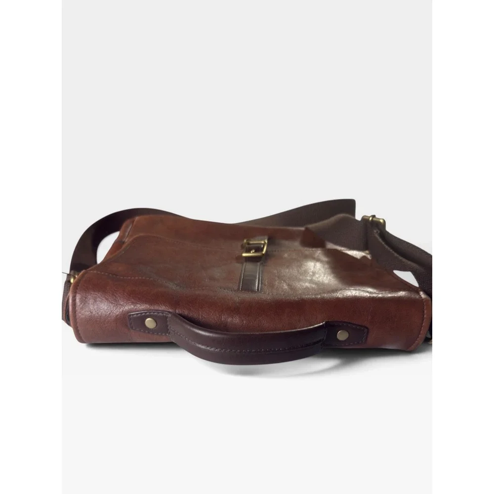 Fossil Evan Commuter Brown Leather Messenger Bag Laptop Briefcase Crossbody